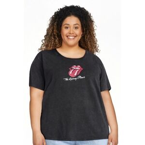 Time and Tru Rolling Stones Graphic T Shirt Women XXXL Black Short Sleeve NWT